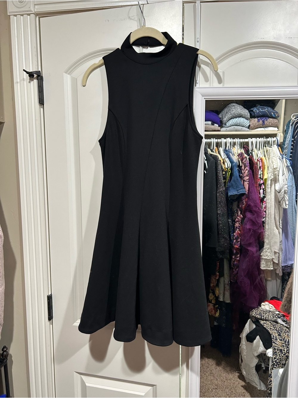 Free People Black Sleeveless Mock Neck Mini Dress